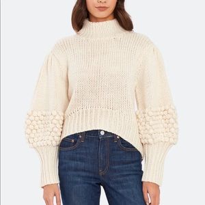 C/meo Collective Hold Tight Pom-pom Sleeve Sweater In Cream